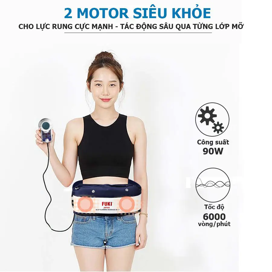 Máy massage bụng FUKI Nhật Bản FK90 Vải Dù dòng cao cấp (xanh đen)